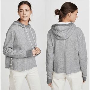Rag & Bone Amelia Lace Up Hoodie Cropped Sweatshirt, Gray Size XS
